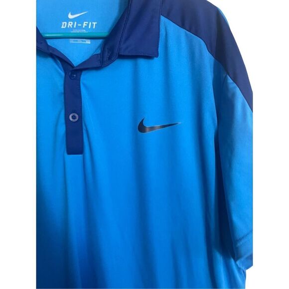 Nike Dri-Fit Mens Blue Short Sleeve Golf Polo Shirt Size 2XL - Picture 2 of 10